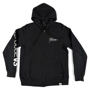 Deadmau5 Hoodie Mens M Black Cube V3 QR Code Full Zip Graphic Electronic Music